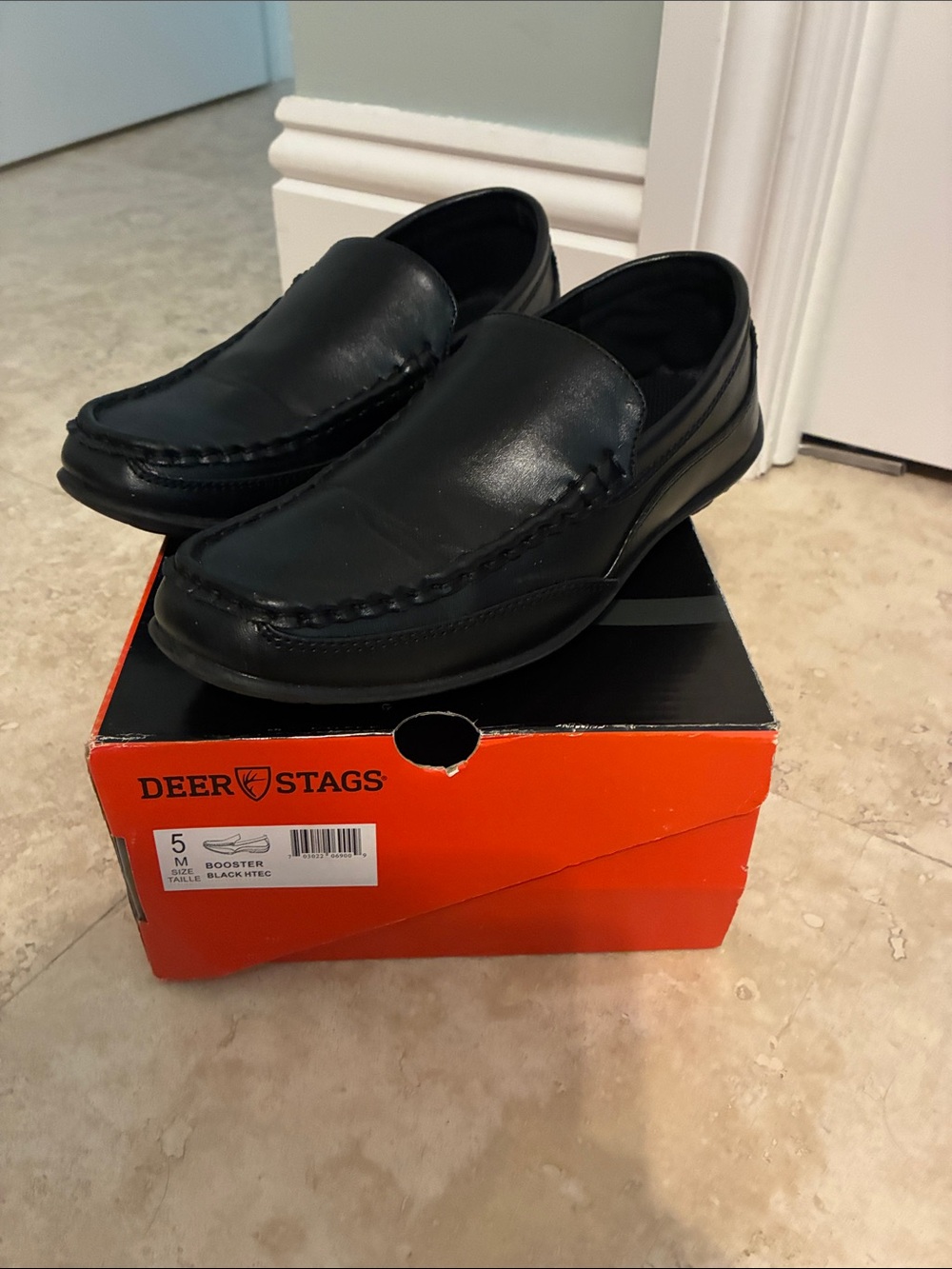 Deer Stags Black “Booster” Slip-On Loafers for Kids